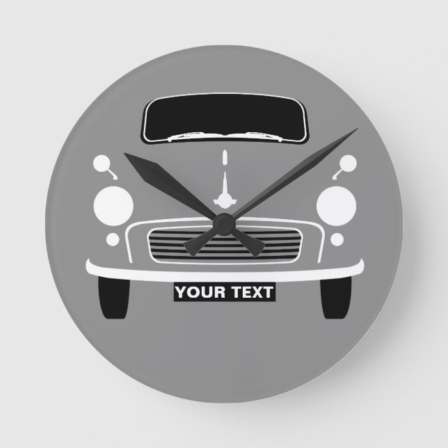 Personalize Custom Gray Morris Minor Pop Art Round Clock (Front)