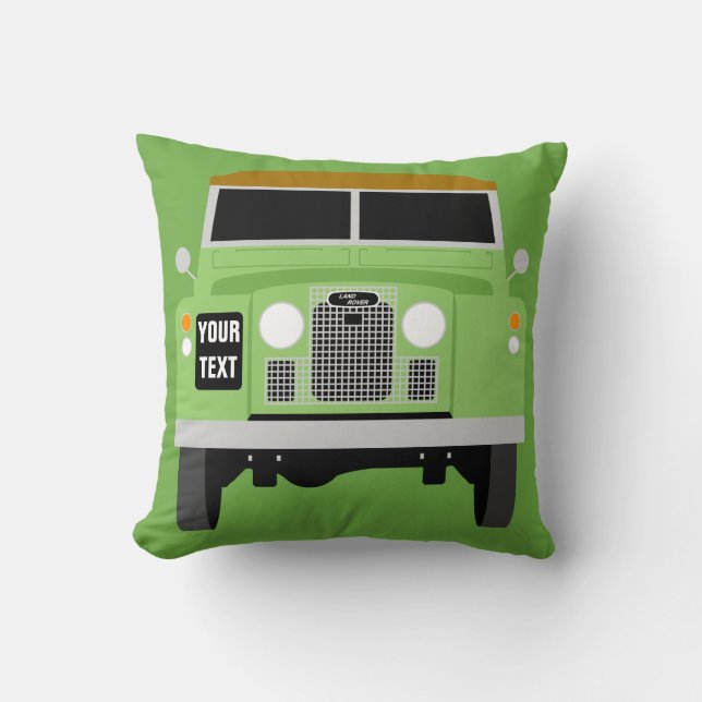 Personalize custom green Land Rover Series 2 Throw Pillow (Front)
