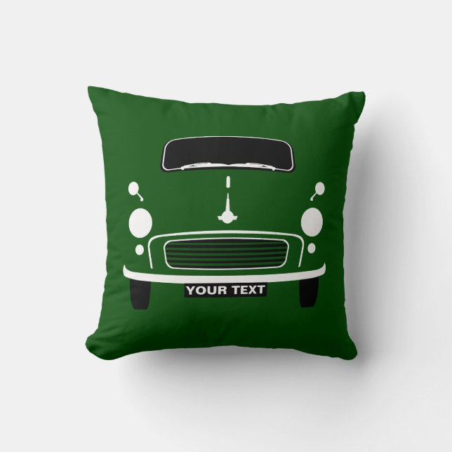 Personalize custom Green Morris Minor pop art Throw Pillow (Front)