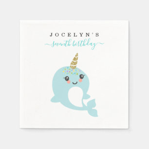 Personalize Custom Narwhal Themed Party Napkins