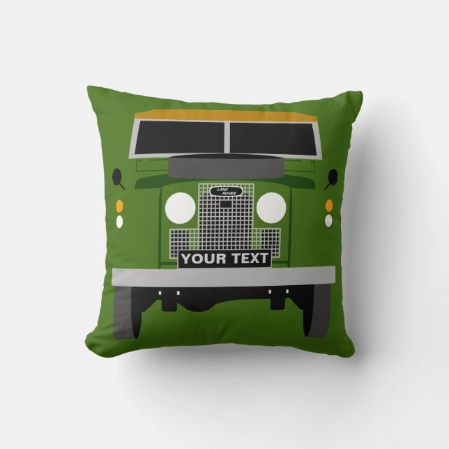 Personalize custom olive green Land Rover Series 2 Throw Pillow (Front)