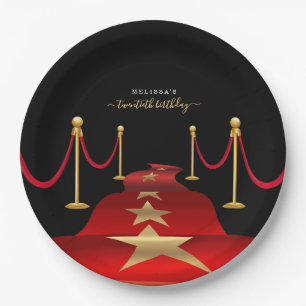 Personalize Custom Red Carpet Themed Party Paper Plate