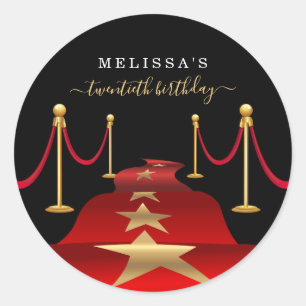 Personalize Custom Red Carpet Themed Party Sticker