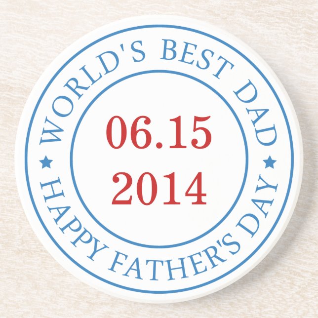 Personalize Customizable date - Happy Father's day Coaster (Front)