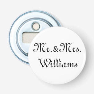Personalize, Customize last Name Mr. & Mrs. black Bottle Opener