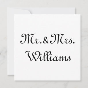 Personalize, Customize last Name Mr. & Mrs. card