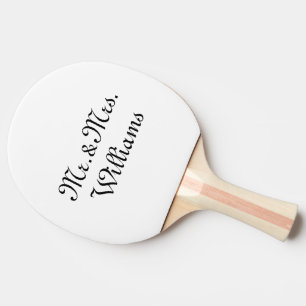 Personalize, Customize Name Mr. & Mrs. black white Ping Pong Paddle