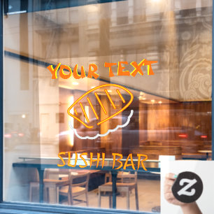 Personalize Customize Sushi Bar Faux Neon  Window Cling