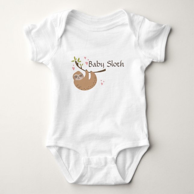 Personalize Cute Baby Sloth Bodysuit (Front)