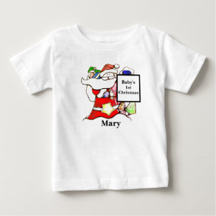 Personalize - Cute Baby's 1st Christmas Santa Baby T-Shirt
