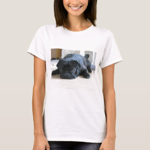 Personalize cute black Pug Puppy accessories name T-Shirt