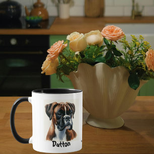 Personalize /Cute Boxer Watercolor Portriat Mug