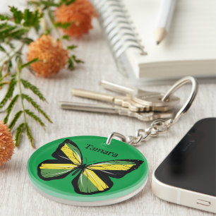 Personalize Cute Butterfly Name Jamaica Keychain