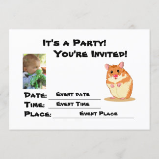Personalize Cute Cuddly Hamster Party Invitation