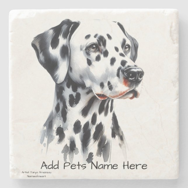 Personalize Cute Dalmatian Stone Coaster (Front)