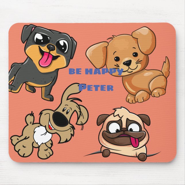 Personalize Cute Doggy Cartoon Style Mouse Pad (Front)