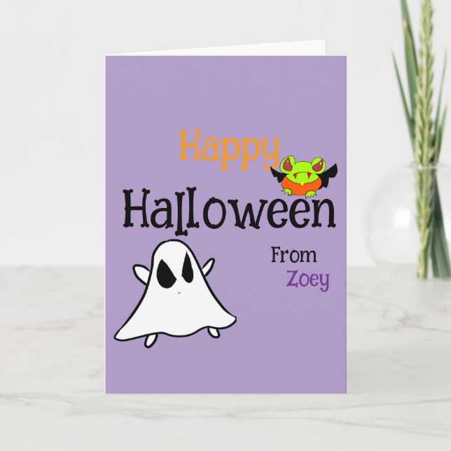 Personalize Cute Halloween Folded Greeting Card (Front)