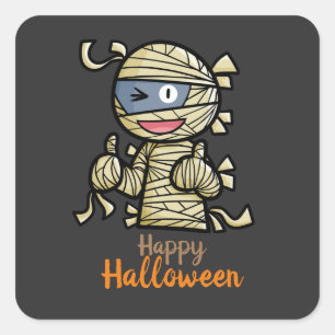 Personalize Cute Happy Mummy Square Sticker