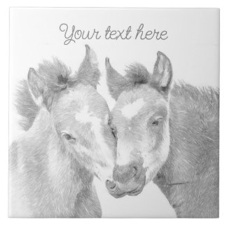 Personalize Cute Horses Ceramic Tile