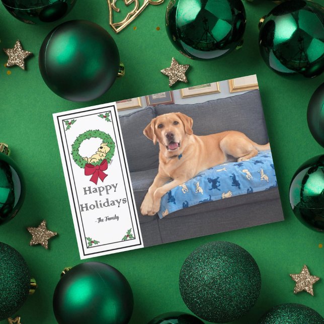 Personalize Cute Lab Puppy Photo Flat Holiday Card (Creator Uploaded)