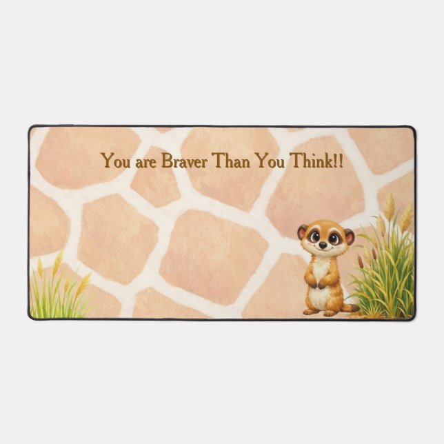 Personalize Cute Meerkat Motivational Desk Mat (Front)