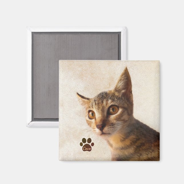 Personalize Cute Pet Kitten Photo Custom Template Magnet (Front/Back)