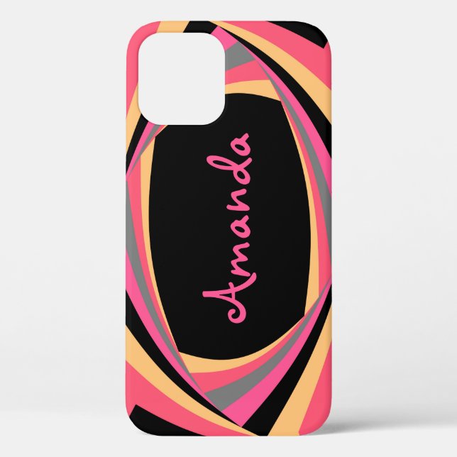 Personalize CUTE Pink Yellow Black Stylish Chic Case-Mate iPhone Case (Back)