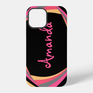 Personalize CUTE Pink Yellow Black Stylish Chic iPhone 12 Case