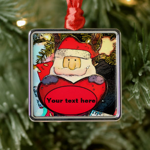 Personalize Cute Santa Ceramic Ornament
