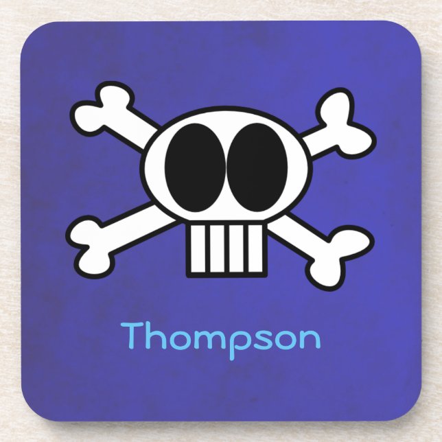 Personalize Cute Skull and Crossbones Coaster (Front)