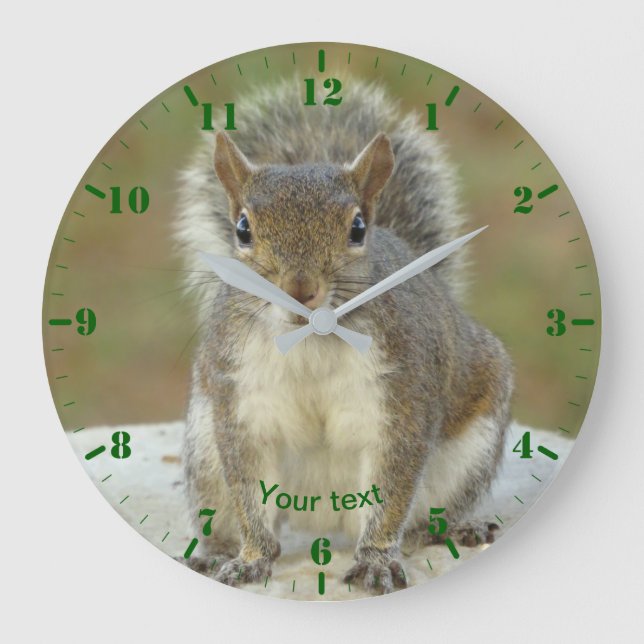 Personalize cute Squirrel face to face Large Clock (Front)