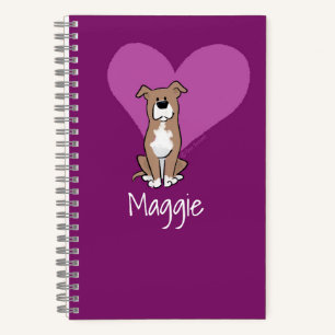Personalize Cute Staffy Lab Dog Heart Spiral Notebook