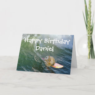 Personalize Cute Surfing Chipmunk Card