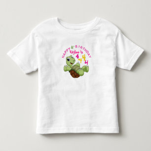 PERSONALIZE Cute Turtle Happy Birthday for Girl Toddler T-shirt