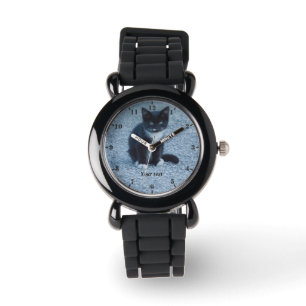 Personalize cute Tuxedo kitten Watch