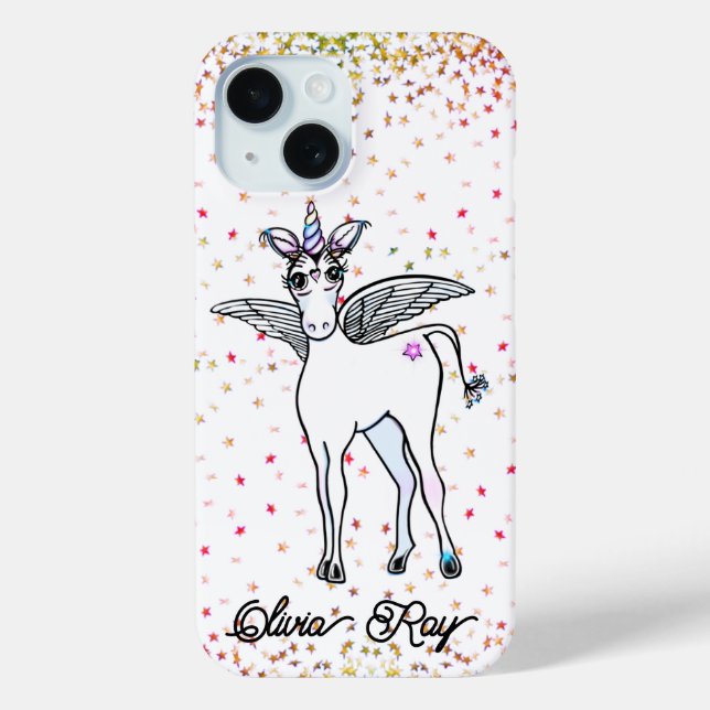 Personalize cute Unicorn glitter  Case-Mate iPhone Case (Back)