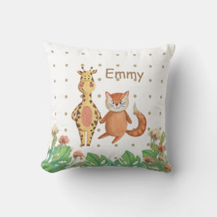 Personalize cute watercolor safari nursery cute throw pillow