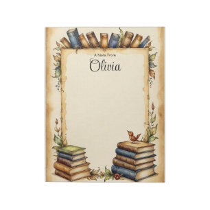 Personalize Cute Whimsical Book Border  Notepad