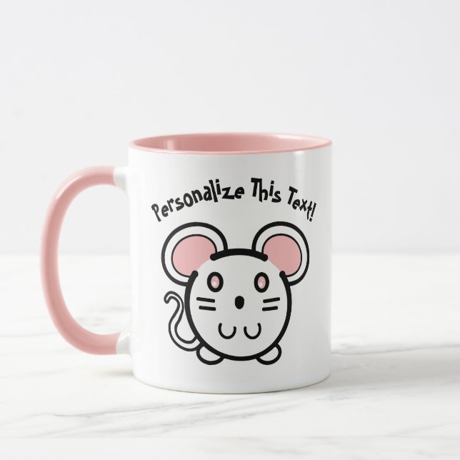 PERSONALIZE Cute White Mousie Mug (Left)
