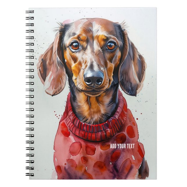 PERSONALIZE: Dachshund Dog in Red Sweater | Notebook (Front)