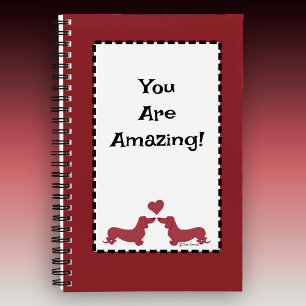 Personalize Dachshund Heart Red Spiral Notebook