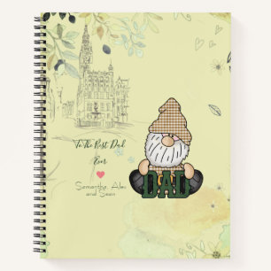 Personalize Dad Gnome   Green Vintage Dad Gift Notebook