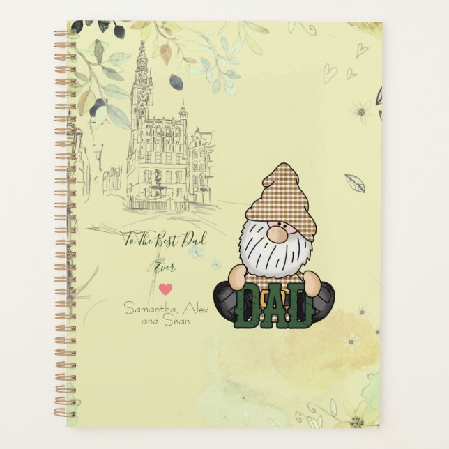 Personalize Dad Gnome | Green Vintage Dad Gift Planner (Front)