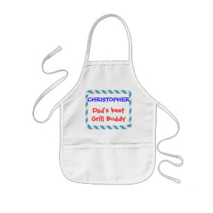 Personalize, Dad's Grill Buddy! Blue Stripes Kids Apron