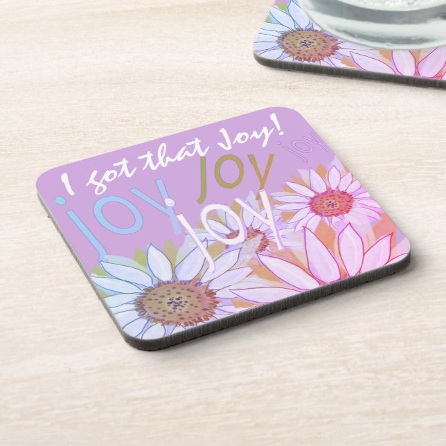 Personalize Daisy: Floral Joy, Joy, Joy!   Beverag Coaster (Left Side)