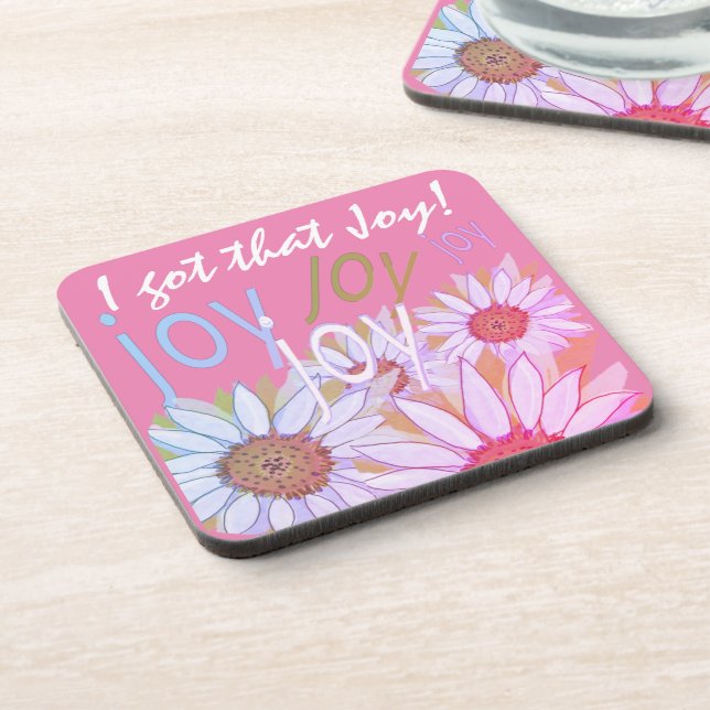 Personalize Daisy: Floral Joy, Joy, Joy!   Coaster (Left Side)