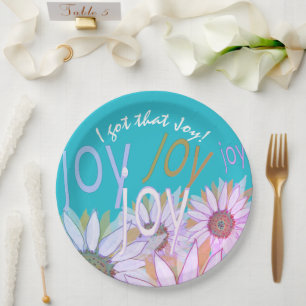 Personalize Daisy: Floral Joy, Joy, Joy!  Paper Pl Paper Plate