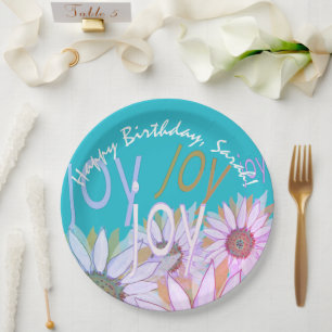 Personalize Daisy: Floral Joy, Joy, Joy!  Paper Plate