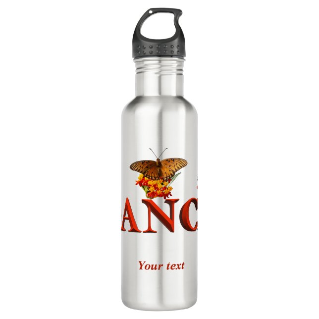 Personalize Dance sign with butterflies  710 Ml Water Bottle (Front)