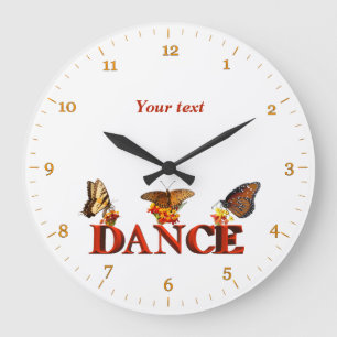 Personalize Dance sign with butterflies Large Clock